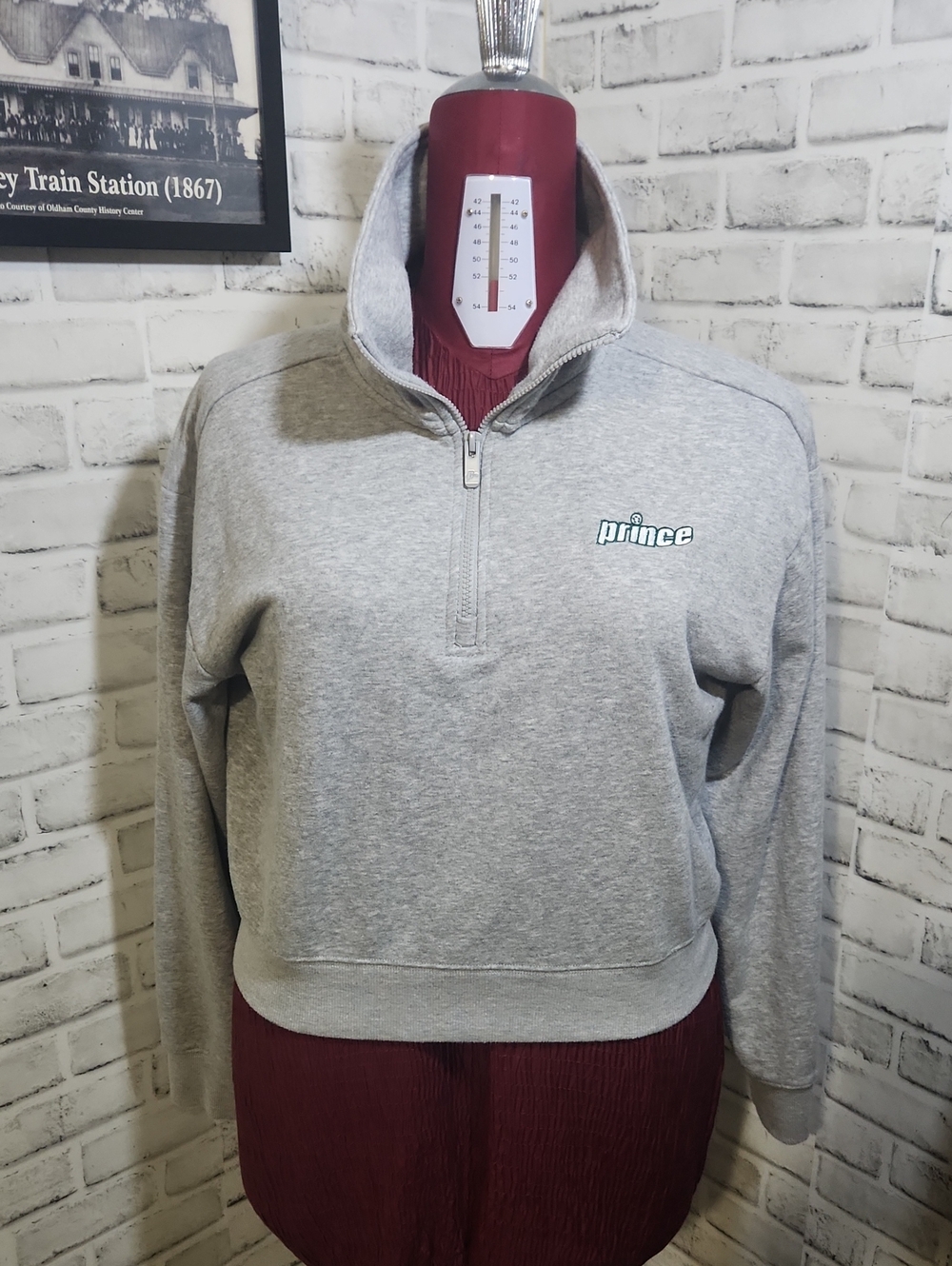 Prince Light Gray Half-Zip Pullover Sweater